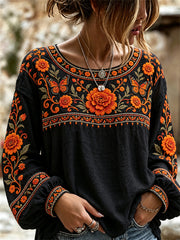 Women's Day of the Dead Marigolds & Monarch Butterflies Print Shirt