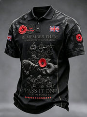 Men's Remembrance Day Lest We Forget  polo shirt
