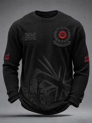 Men's Remembrance Day Lest We Forget Waffle Long Sleeve T-Shirt