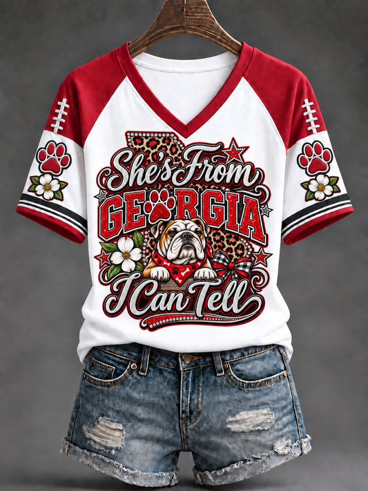 Women's 'She's From Georgia I Can Tell' Printed Casual T-Shirt