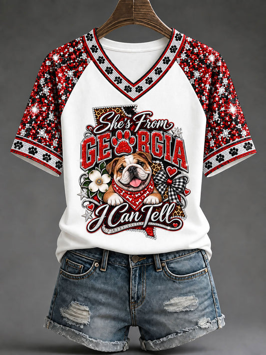 Women's 'She's From Georgia I Can Tell' Printed Casual T-Shirt