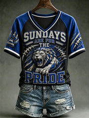Women's Sundays Are For THe Pride Football V-neck T-shirt