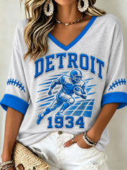 Women's Mid-length Sleeves V-Neck T-Shirt