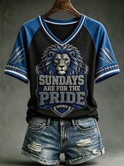 Women's Sundays Are For THe Pride Football V-neck T-shirt
