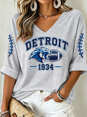 Women's Mid-length Sleeves V-Neck T-Shirt
