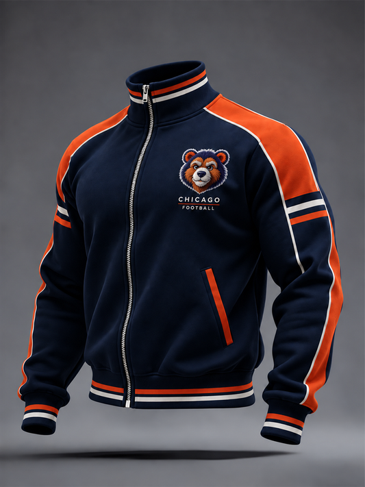 Men's Chicago Football Lover Bear Art Printed top