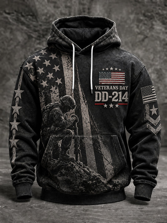 Men's VETERANS DAY Oversized Drop-Shoulder Hoodie with Pockets