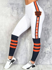Women's Chicago Football Lover Bear Art Printed Leggings